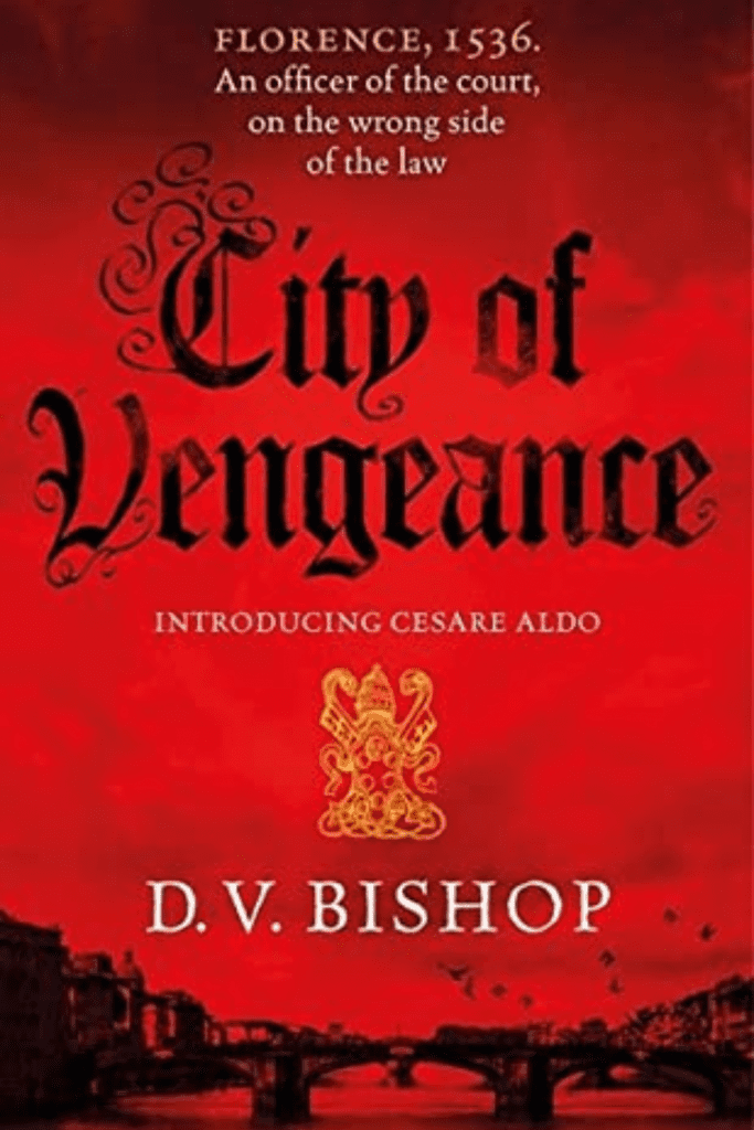 book cover City of Vengeance by D.V. Bishop book cover can be used as Pinterest pin