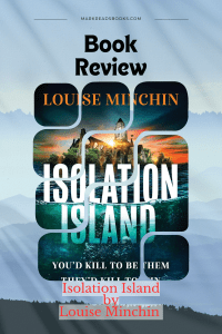 a graphic with the background of the sea wit Isolation Island
by Louise Minchin
broken into a number of squares but you can still make out the image