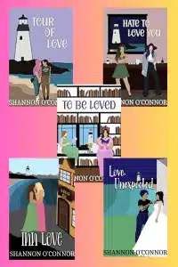 Graphic of all books in the Lighthouse Lovers Series by Shannon O'Connor book covers for Pinterest