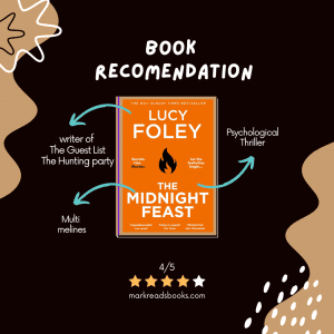 A graphic of The Midnight Feast
by Lucy Foley
suitable for Instagram post