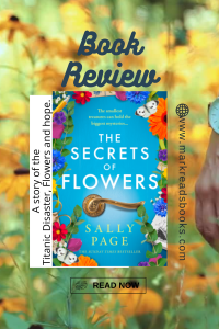 A graphic of The Secrets of Flowers by Sally Page suitable for a Pinterest pin