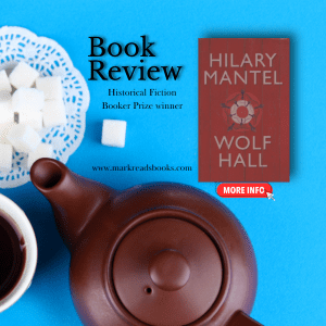 Graphic of Wolf Hall by Hilary Mantel book suitable for Instagram post