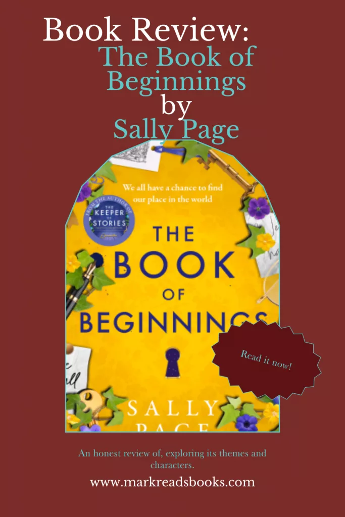 Graphic of The Book of Beginnings by Sally Page suitable for Pinterest