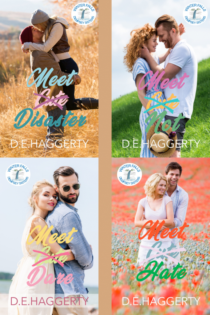 Graphic of The Dempsey Sisters Series by D.E. Haggerty Book covers suitable for pinterest