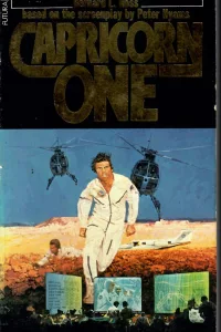 Graphic for Capricorn One by Ken Follett Book cover Pinterest pin
