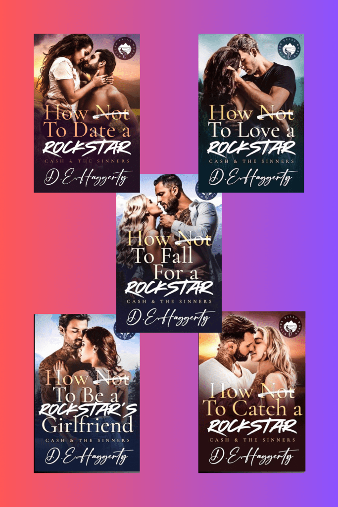 Graphic of Cash & the Sinners by D.E. Haggerty book covers suitable for Pinterest