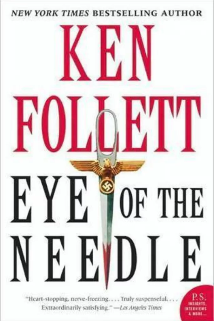 Graphic for Eye of the Needle by Ken Follett Book cover Pinterest pin