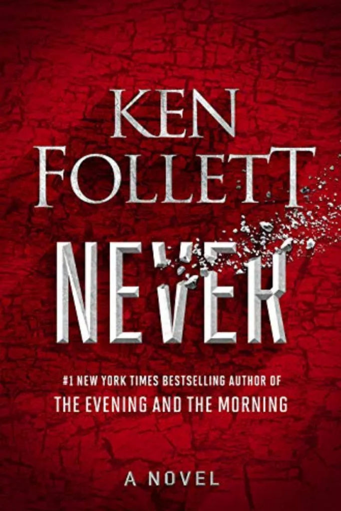 Graphic for Never by Ken Follett Book cover Pinterest pin