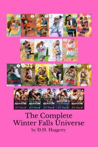 Graphic of The Complete Winter Falls Universe by D.E. Haggerty wb Book covers suitable for Pinterest