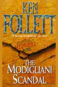 graphic for The Modigliani Scandal by Ken Follett Book cover Pinterest pin