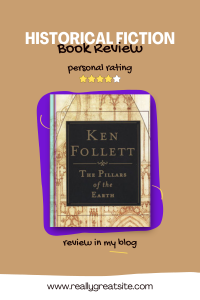 graphic of The Pillars of the Earth by Ken Follett suitable for Pinterest Pin