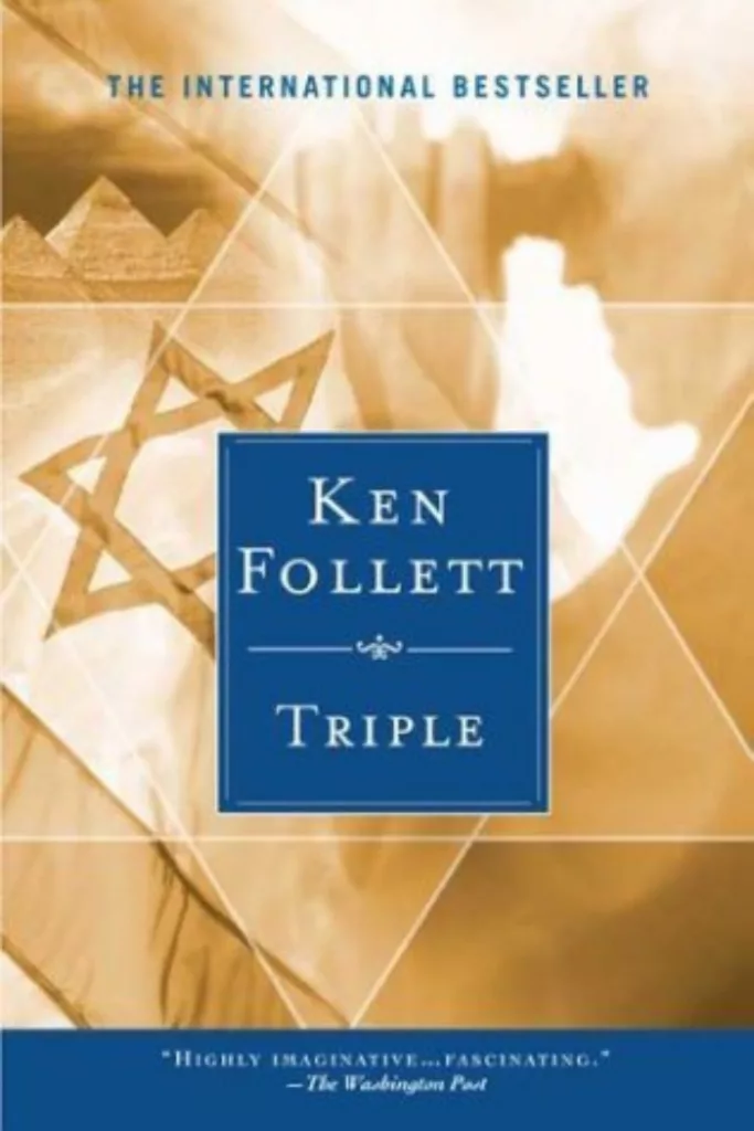Graphic for Triple Ken Follett Book cover Pinterest pin