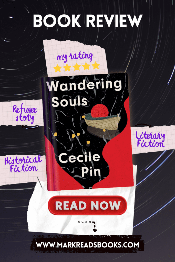 Graphic of Wandering Souls by Cecile Pin Suitable for Pinterest pin