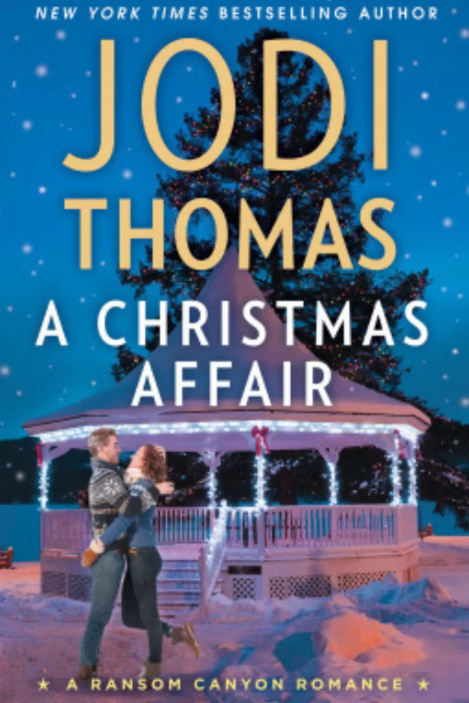 Graphic for A Christmas Affair by Jodi Thomas book cover Pinterest pin
