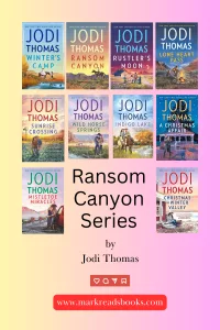 Graphic of Ransom Canyon Series by Jodi Thomas book covers suitable for Pinterest pin