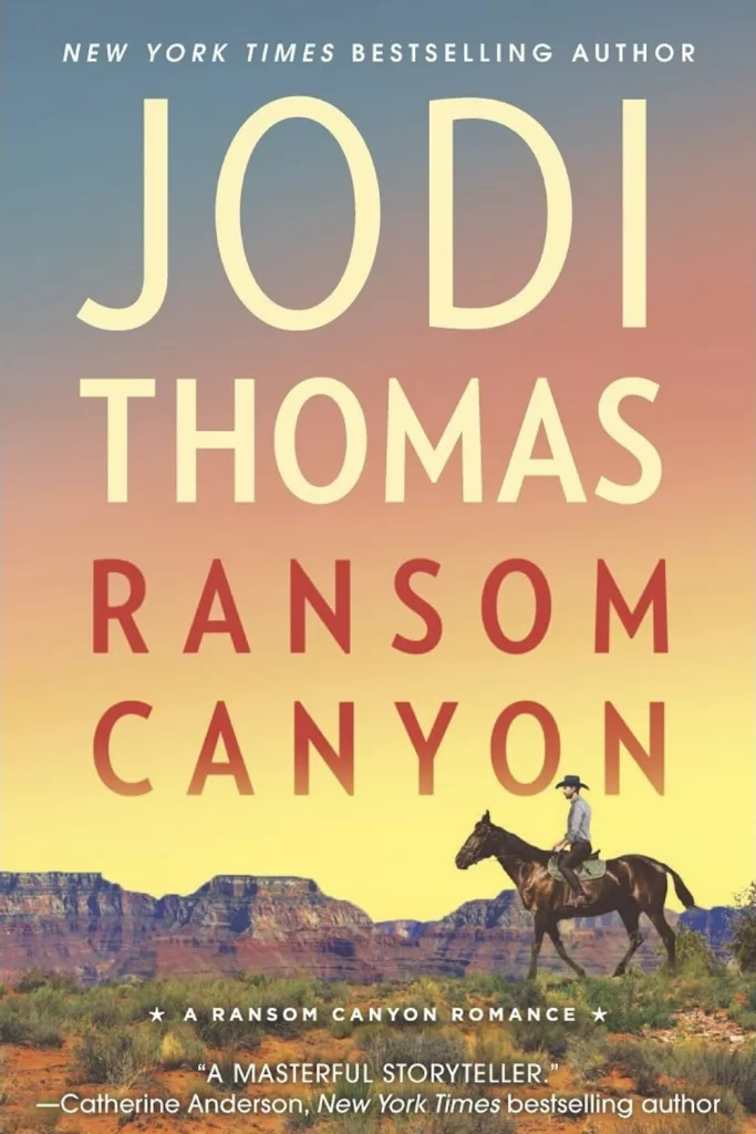 graphic of Ransom Canyon by Jodi Thomas book cover Pinterest pin