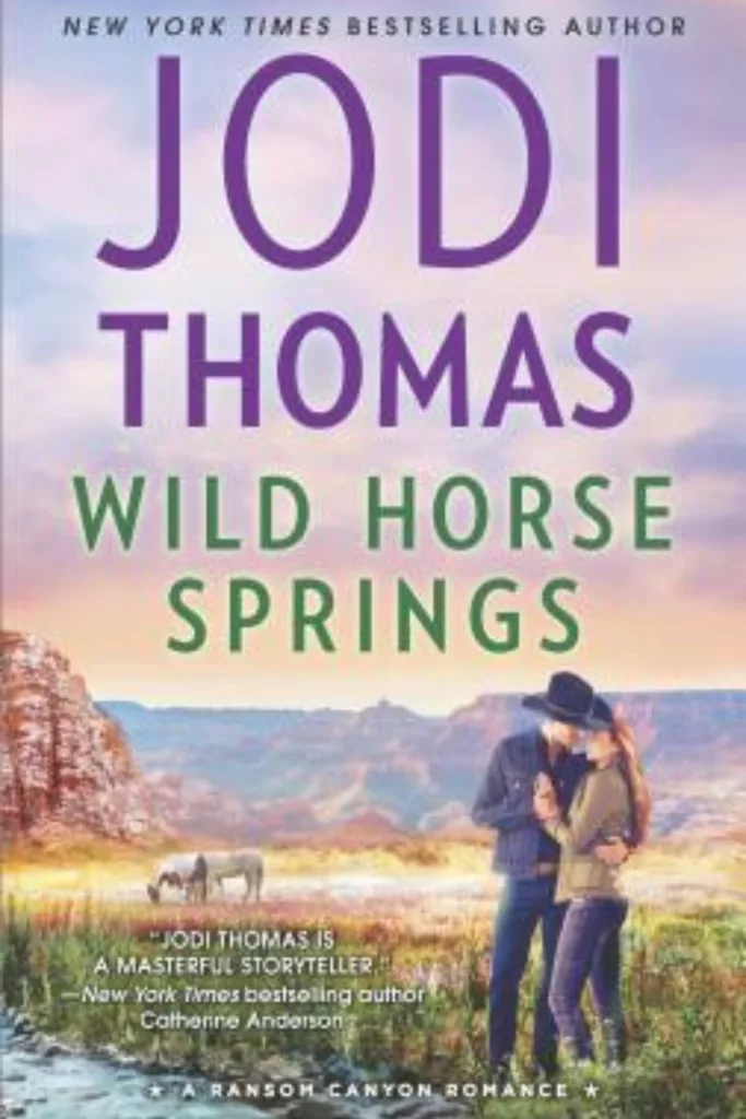 Graphic of Wild Horse Springs by Jodi Thomas book cover Pinterest pin