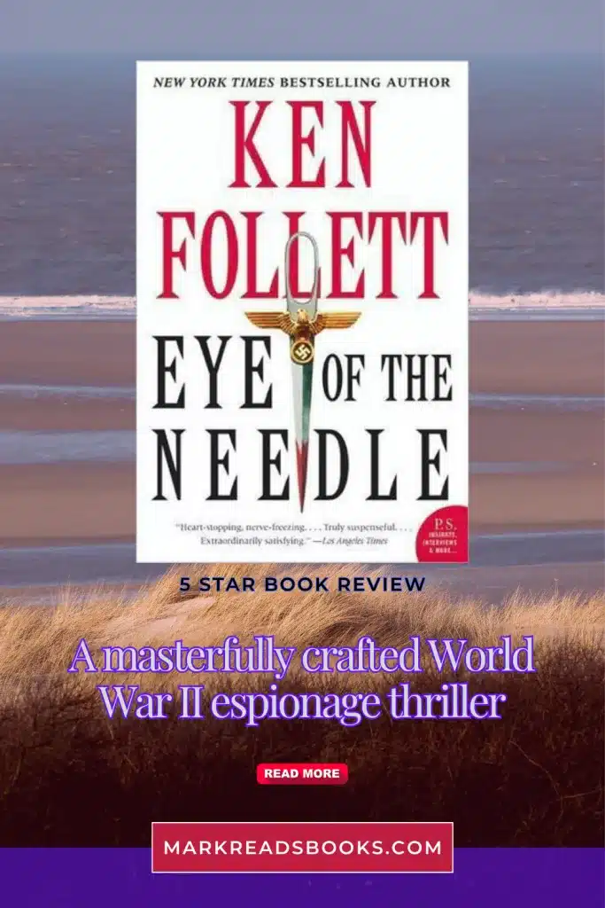 Graphic for Eye of the Needle by Ken Follett suitable for Pinterest pin