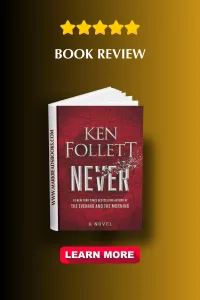 Graphic of Never by Ken Follett Suitable for Pinterest pin