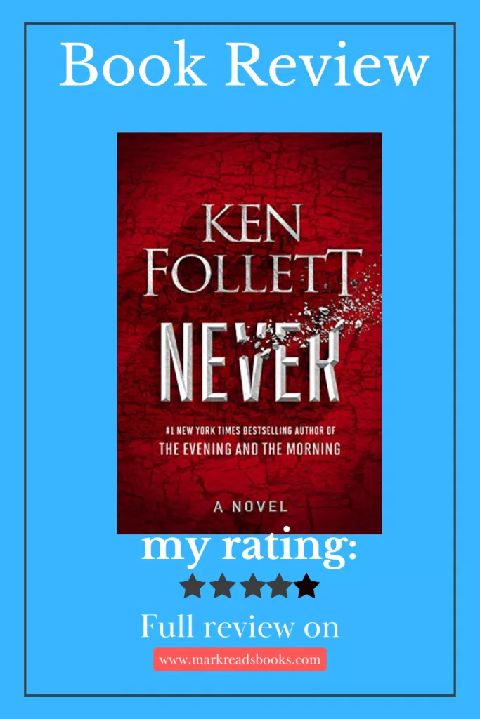 Graphic of Never by Ken Follett Suitable for Pinterest pin