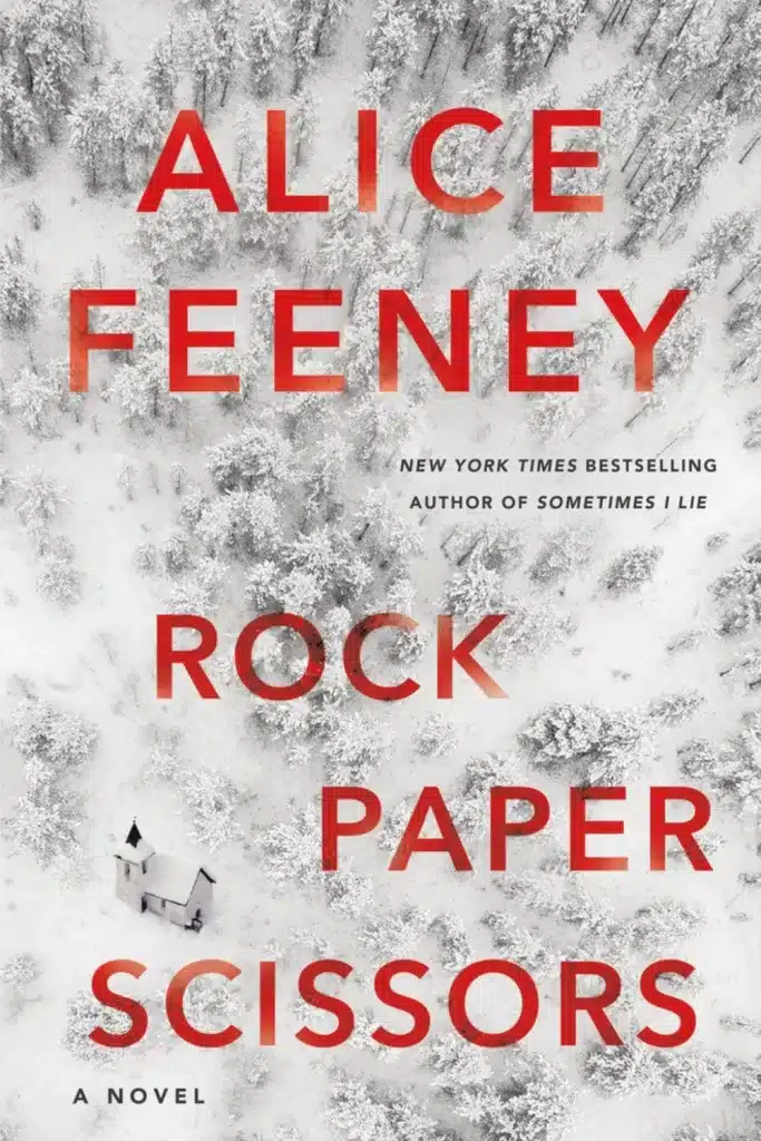 Graphic of Rock Paper Scissors by Alice Feeney book cover suitable for Pinterest 