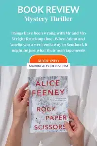 Graphic of Rock Paper Scissors by Alice Feeney Suitable for Pinterest pin
