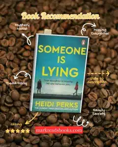 A graphic of Someone is Lying by Heidi Perks Instagram post