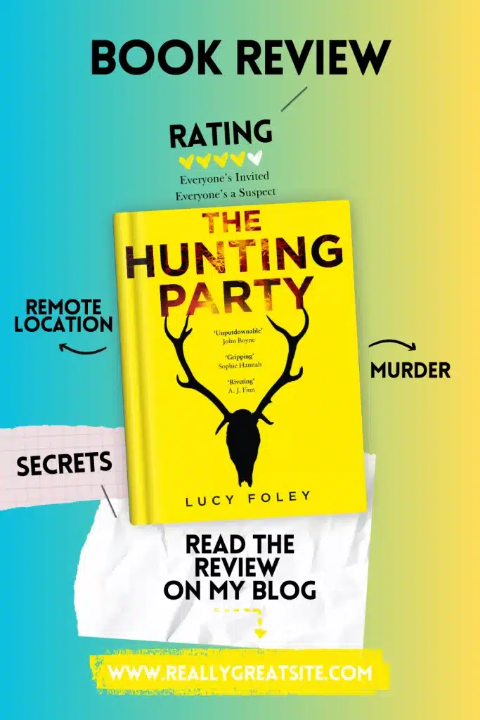 Graphic of The Hunting Party by Lucy Foley suitable for Pinterest