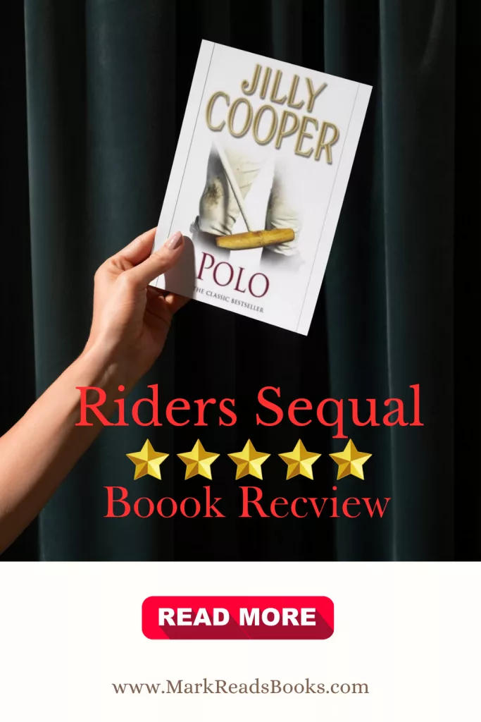 Graphic of Polo by Jilly Cooper for Pinterest