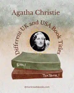 Graphic of Agatha Christie UK USA titles Book list Instagram post
