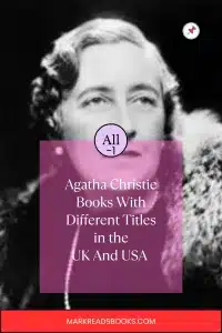 Graphic of Agatha Christie UK USA titles Book list Pinterest pin