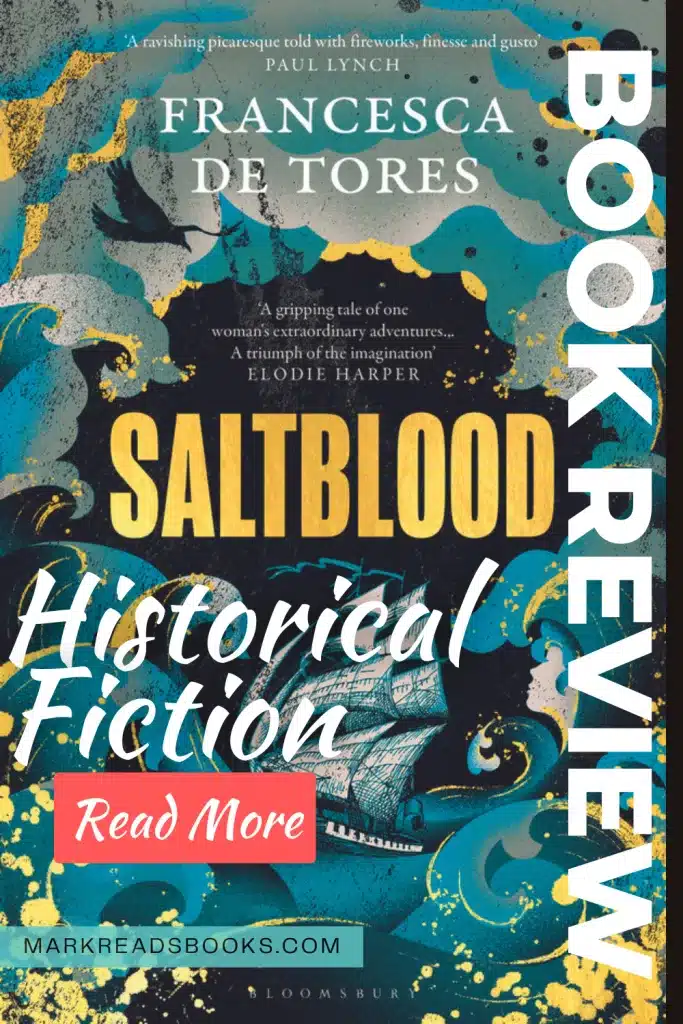 graphic of saltblood by Francesca de Tores book review Pinterest pin