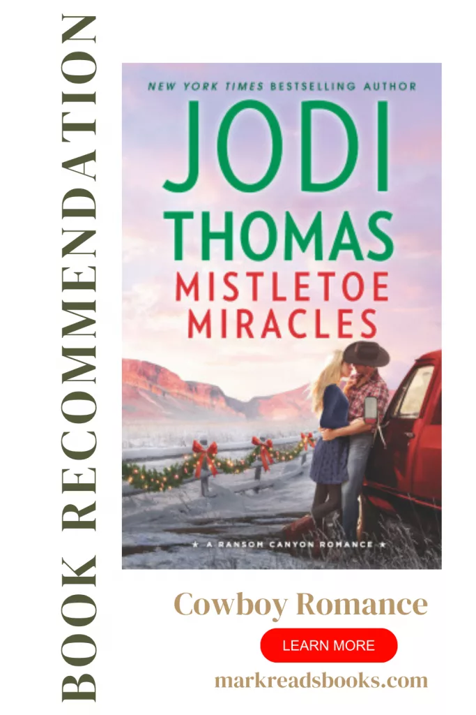 graphic of Mistletoe Miracles by Jodi Thomas review Pinterest pin