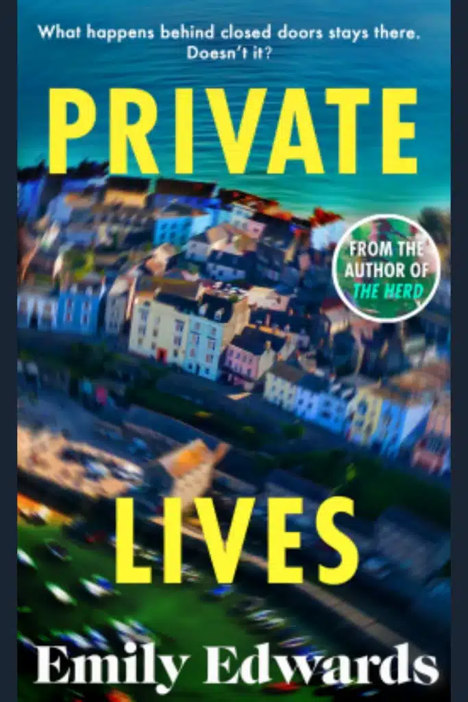 Graphic of Private Lives by Emily Edwards Book cover suitable for Pinterest