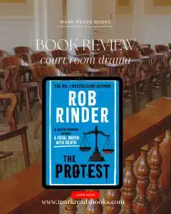 Graphic of The Protest by Rob Rinder book review for an Instagram post