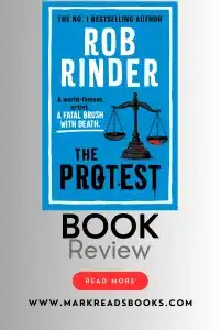 Graphic of The Protest by Rob Rinder book review for a Pinterest pin