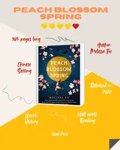 graphic of Peach Blossom Spring by Melissa Fu review Instagram post