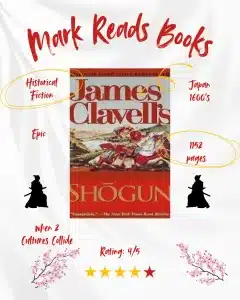 graphic for Shogun by James Clavell review Instagram post