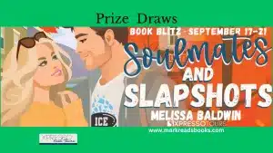 Graphic of Soulmates and Slapshots by Melissa Baldwin for Book Recommendations post