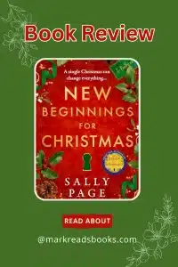 graphic of New Beginnings for Christmas by Sally Page review Pinterest pin
