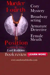 graphic of Murder in Fourth Position by Lori Robbins review Pinterest pin