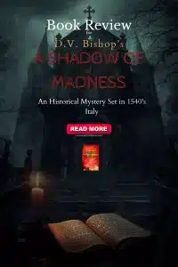graphic of shadow of Madness by D.V. Bishop review Pinterest pin
